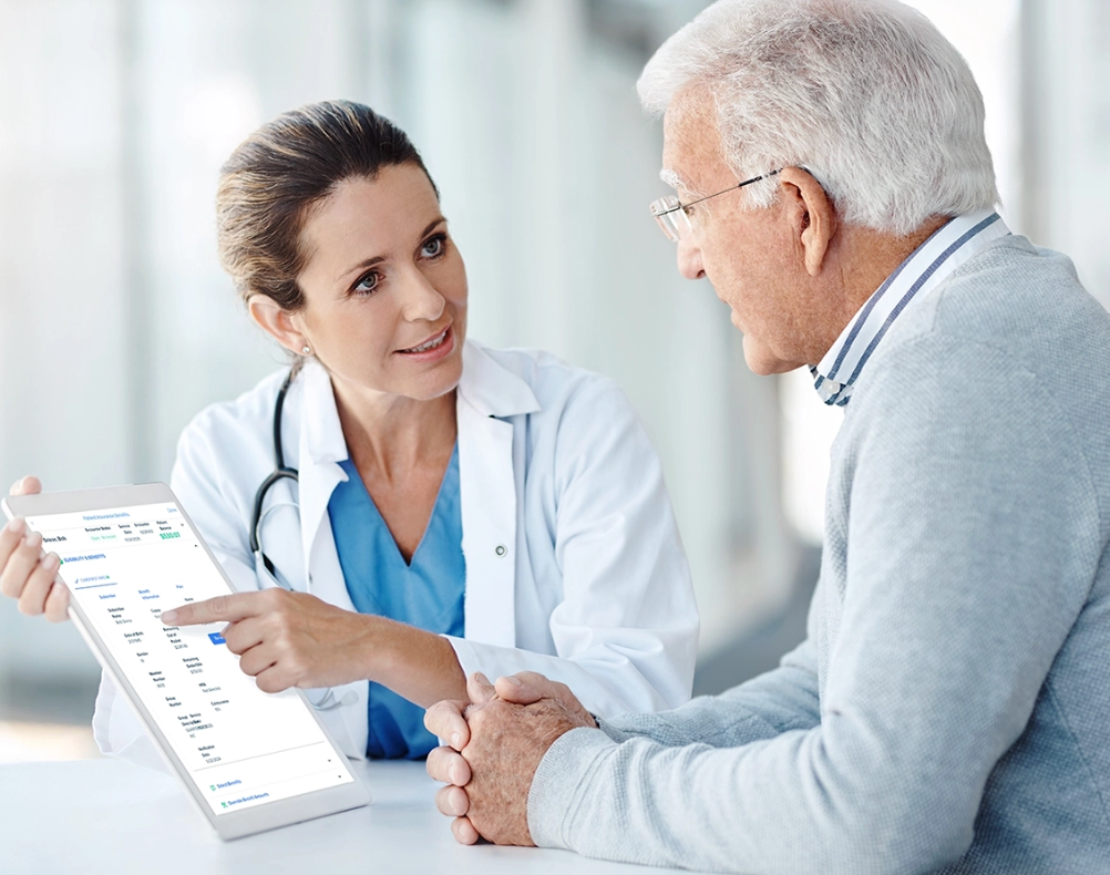 Clinician reviewing care information with a patient